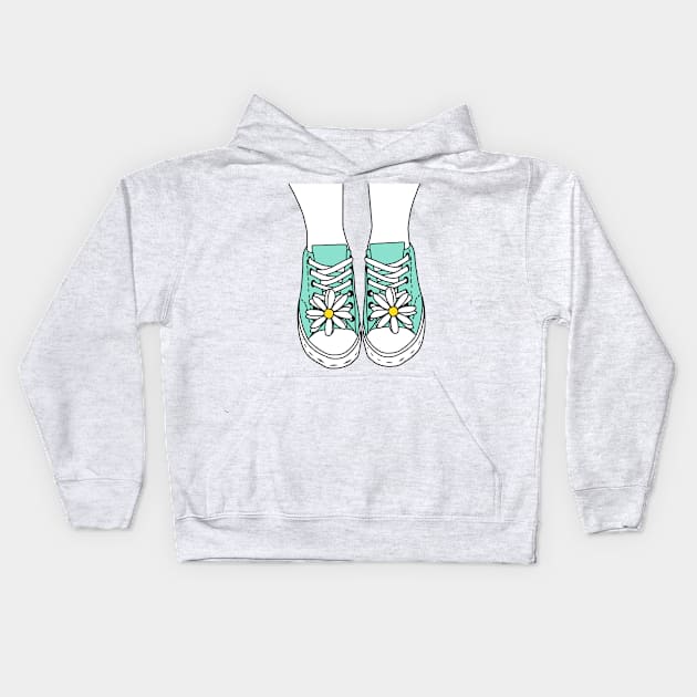 Daisy Flower Sneaker Shoes Kids Hoodie by faiiryliite